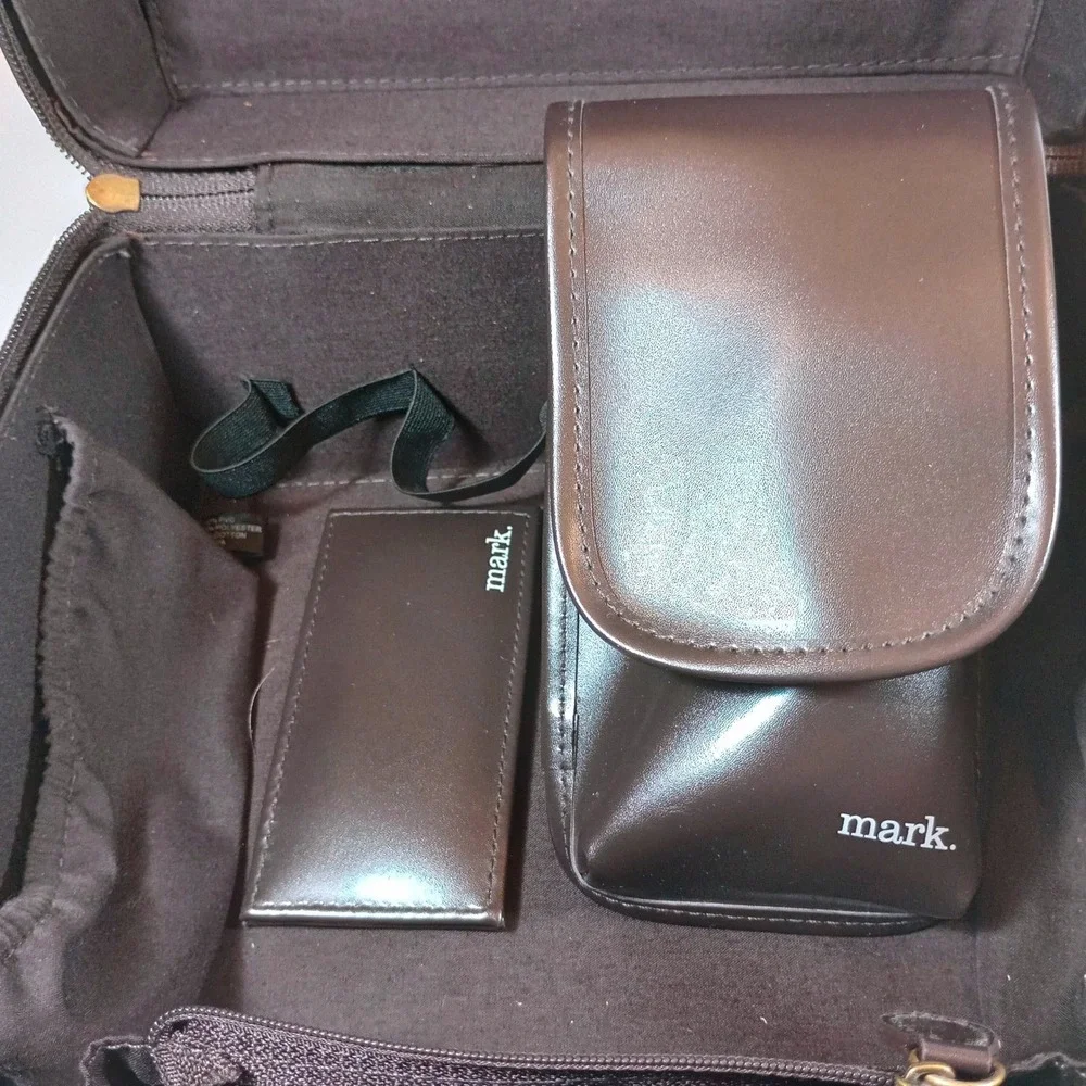 Vintage mark. by Avon Brown Trunk Cosmetic Case with Mirror & Pouch